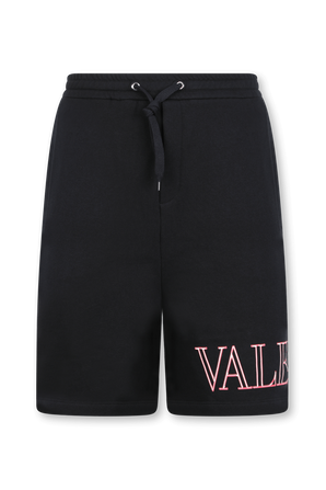 מכנסי גוג שחורים וקצרים עם לוגו ורוד VALENTINO