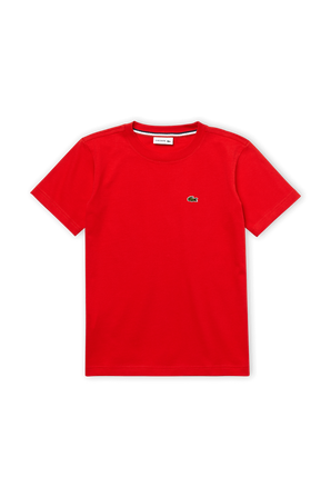 גילאי 2-12 חולצת טי באדום עם פאץ' לוגו בחזה LACOSTE KIDS