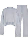 תמונה אחורית של SKIMS SLEEP CROPPED HENLEY AND PANT SLEEP SET