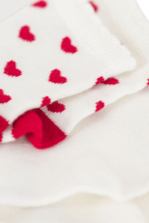 גילאי 3-36 חודשים מארז שני זוגות גרביים עם לבבות אדומים PETIT BATEAU