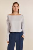 תמונת דוגמן קידמית של Relaxed-Fit Boatneck Long-Sleeve Shirt