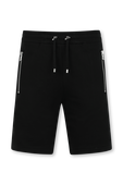 מכנסי טרנינג קצרים ושחורים עם פאנלים ממותגים BALMAIN