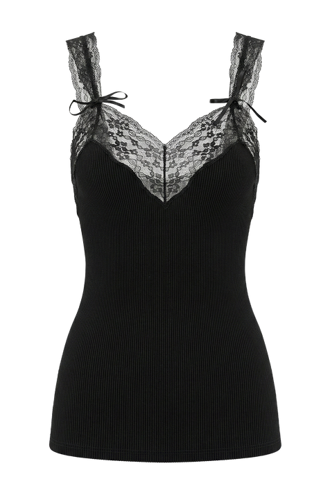 גופיית משי תחרה SAINT LAURENT