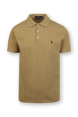 Knit Sleeve Cotton Polo Shirt in Beige POLO RALPH LAUREN