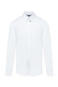 חולצה מכופתרת לבנה עם לוגו מטאלי כסוף DOLCE & GABBANA