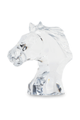 תמונה אחורית של פסל ראש סוס מקריסטל שקוף