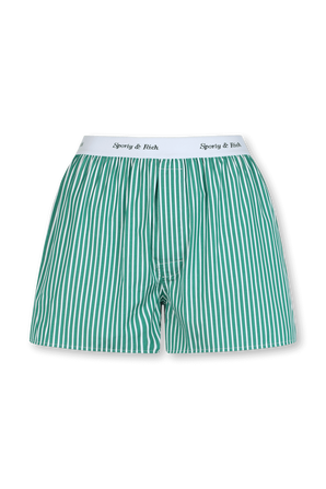 מכנסי לוגוטייפ קצרים עם פסים בגווני ירוק ולבן SPORTY & RICH
