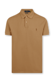 תמונה קידמית של Short Sleeve Knit Polo Shirt in Brown
