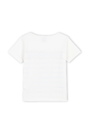 גילאי 2-5 חולצת טי לבנה בהדפס פסים כחולים PETIT BATEAU