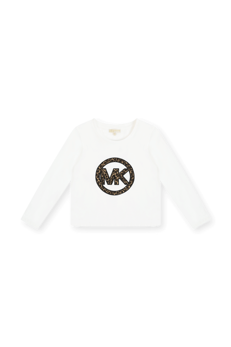 חולצת לוגו טי מכותנה עם שרוולים ארוכים - גילאי 2-5 MICHAEL KORS KIDS