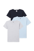 גילאי 3-12 מארז שלוש חולצות טי באפור, תכלת ושחור PETIT BATEAU