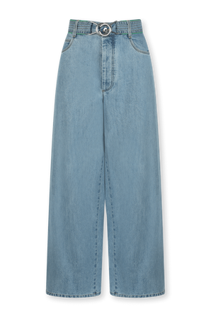 מכנסי ג'ינס כחולים בגזרה רחבה