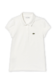 גילאי 2-12 חולצת פולו בלבן עם פאצ לוגו וכיווץ בשרוולים LACOSTE KIDS
