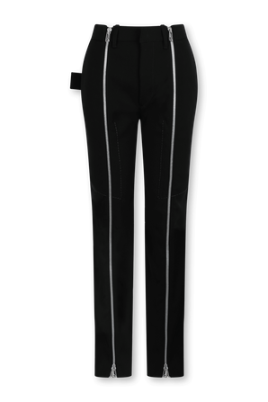 מכנסיים מצמר עם רוכסנים בגוון שחור BOTTEGA VENETA