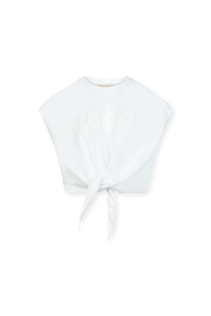 חולצת טי לבנה עם קשירה פרונטלית MICHAEL KORS