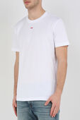 חולצת טי מכותנה בגוון לבן עם פאצ' לוגו בחזית DIESEL