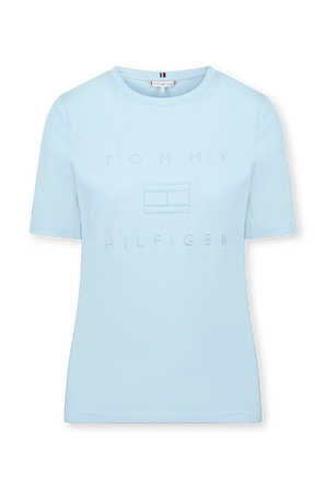 חולצת טי כחולה עם רקמת לוגו TOMMY HILFIGER