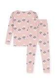 תמונה אחורית של סט פיג'מה פרחוני מכותנת פליז אורגנית - גילאי 3-4