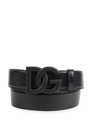 חגורת עור עם אבזם מאט בגוון שחור DOLCE & GABBANA