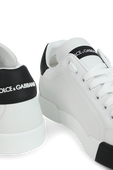 תמונת תקריב של Portofino Sneakers in White Leather with Rubber Toe