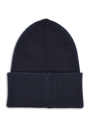 Boss X Russell Athletic Ribbed Beanie Hat in Dark Blue BOSS