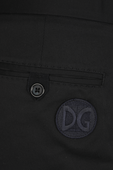 Stretch Cotton Shorts With Logo Patch in Dark Blue DOLCE & GABBANA