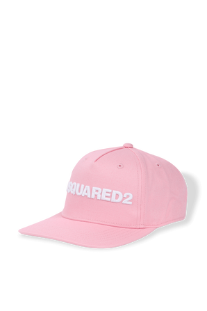כובע מצחייה ורוד עם רקמת לוגו בלבן DSQUARED2 KIDS