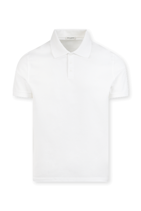 חולצת פולו לבנה עם לוגו רקום SAINT LAURENT