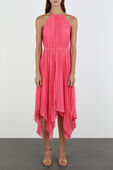 תמונת דוגמן קידמית של Halterneck Asymetrical Midi Dress in Pink