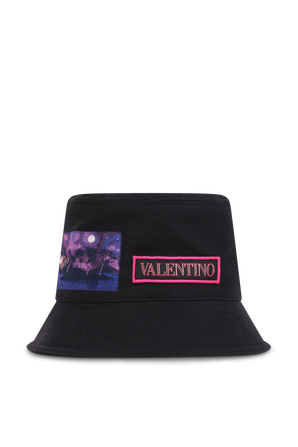 כובע באקט עם הדפס בגוון שחור VALENTINO