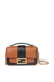 Brown and Black Mini Baguette Bag with Chain FENDI