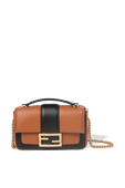 תמונה קידמית של Brown and Black Mini Baguette Bag with Chain