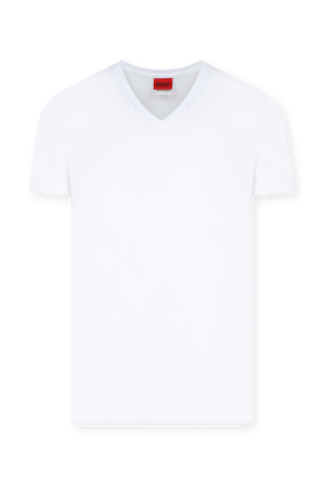2P Cotton V Shirt in White HUGO