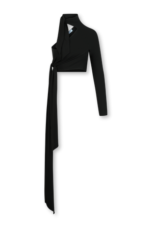 חולצת קרופ א-סימטרית בגוון שחור MUGLER