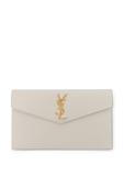 Uptown Pouch in Soft Cream Grained Leather SAINT LAURENT