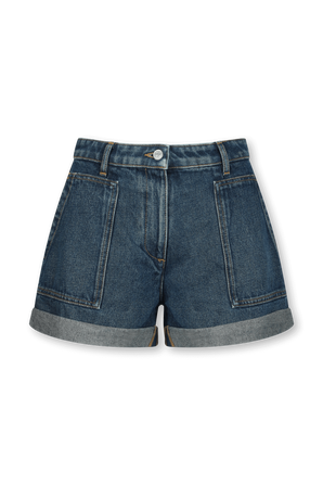 מכנסי ג'ינס קצרים בשטיפה כחולה VALENTINO