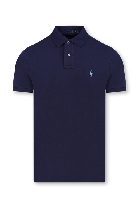 Basic Mesh SS Polo In Blue