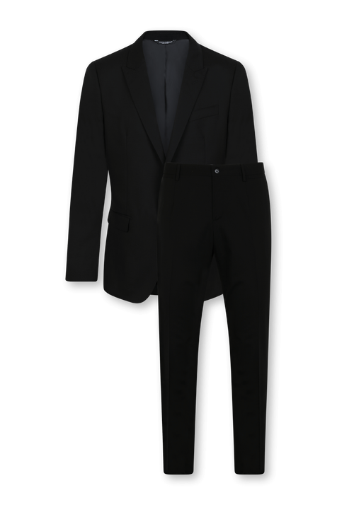חליפה אלגנטית מצמר בלייזר ומכנסיים בגוון שחור