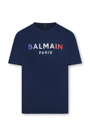 חולצת טי כחולה עם לוגו צרפת  BALMAIN