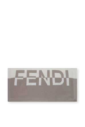 שמיכת קשמיר עם לוגו בגוני שמנת ואפור FENDI KIDS