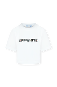 חולצת קרופ לבנה עם לוגו גאומטרי OFF WHITE