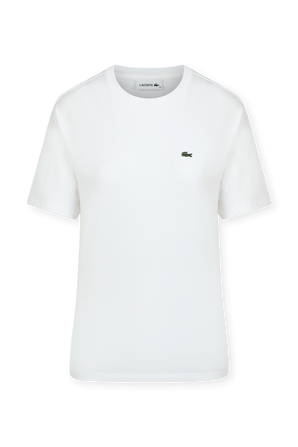 חולצת טי לבנה עם לוגו רקום LACOSTE