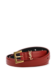 Monogram Thin Belt in Red Leather and Gold SAINT LAURENT