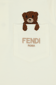 גילאי 3-24 חודשים חולצה לבנה עם דובי רקום על הכיס FENDI KIDS