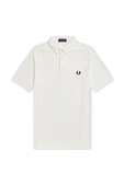 חולצת פולו לבנה עם לוגו רקום FRED PERRY