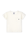 חולצת טי לבנה עם כיס בצד - גילאי 3-12 חודשים PETIT BATEAU