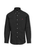 חולצת כפתורים שחורה עם לוגו רקום POLO RALPH LAUREN