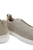 נעלי סניקרס מעור זמש ברכיסה נמוכה ZEGNA