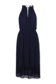 Georgette Pleated Halter Dress in True Navy MICHAEL KORS