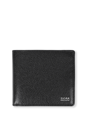 Signature Grainy Leather Wallet In Black&nbsp; BOSS